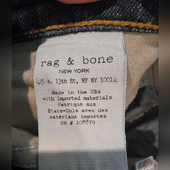 Rag & Bone The Dre Lowrise Slim Jeans Size 26 - Picture 8 of 9